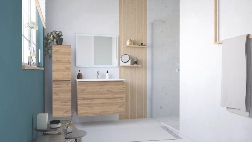 Meuble OSLO à suspendre 2 tiroirs 80cm bois ONDEE 401512095 - vue 4