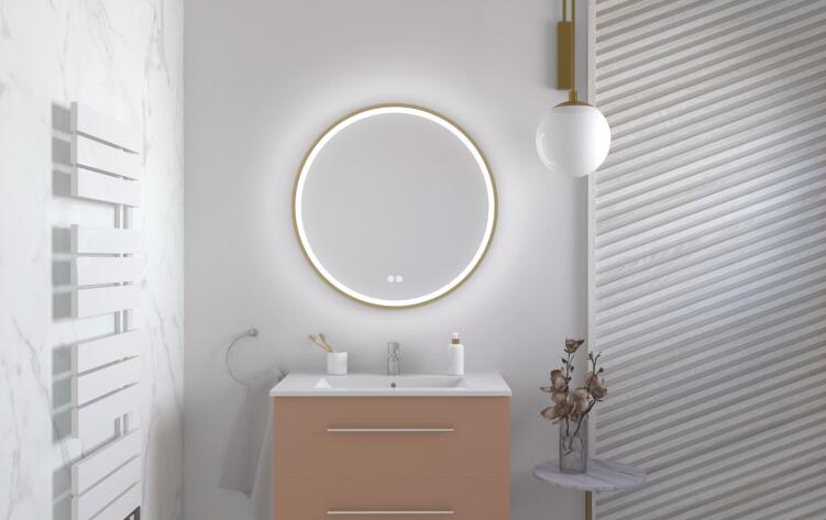 Miroir LED Alexandrie ø80 avec contour or ELMER BY AYOR 404011207 - vue 4