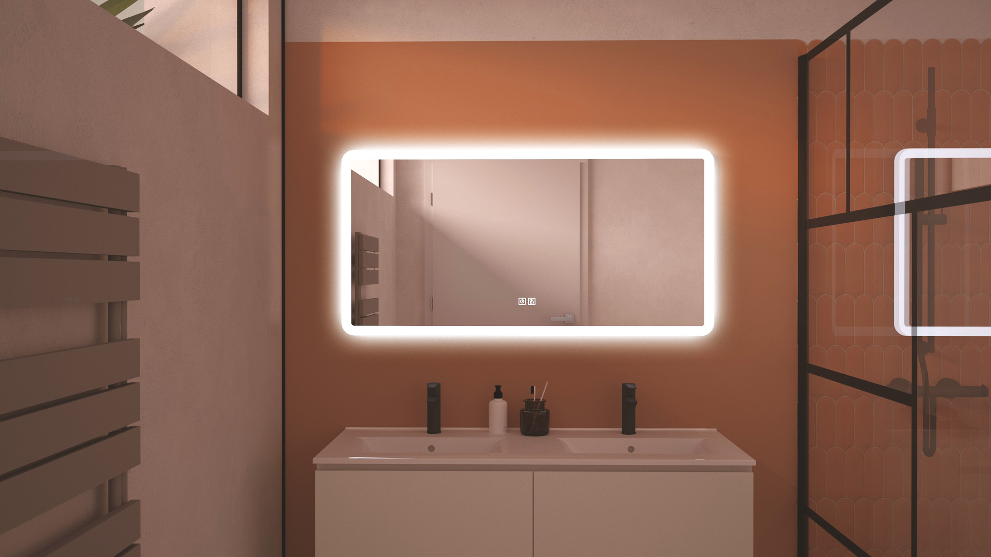 Miroir LED Athènes 120X60cm contours givrés ELMER BY AYOR 404011221 - vue 4