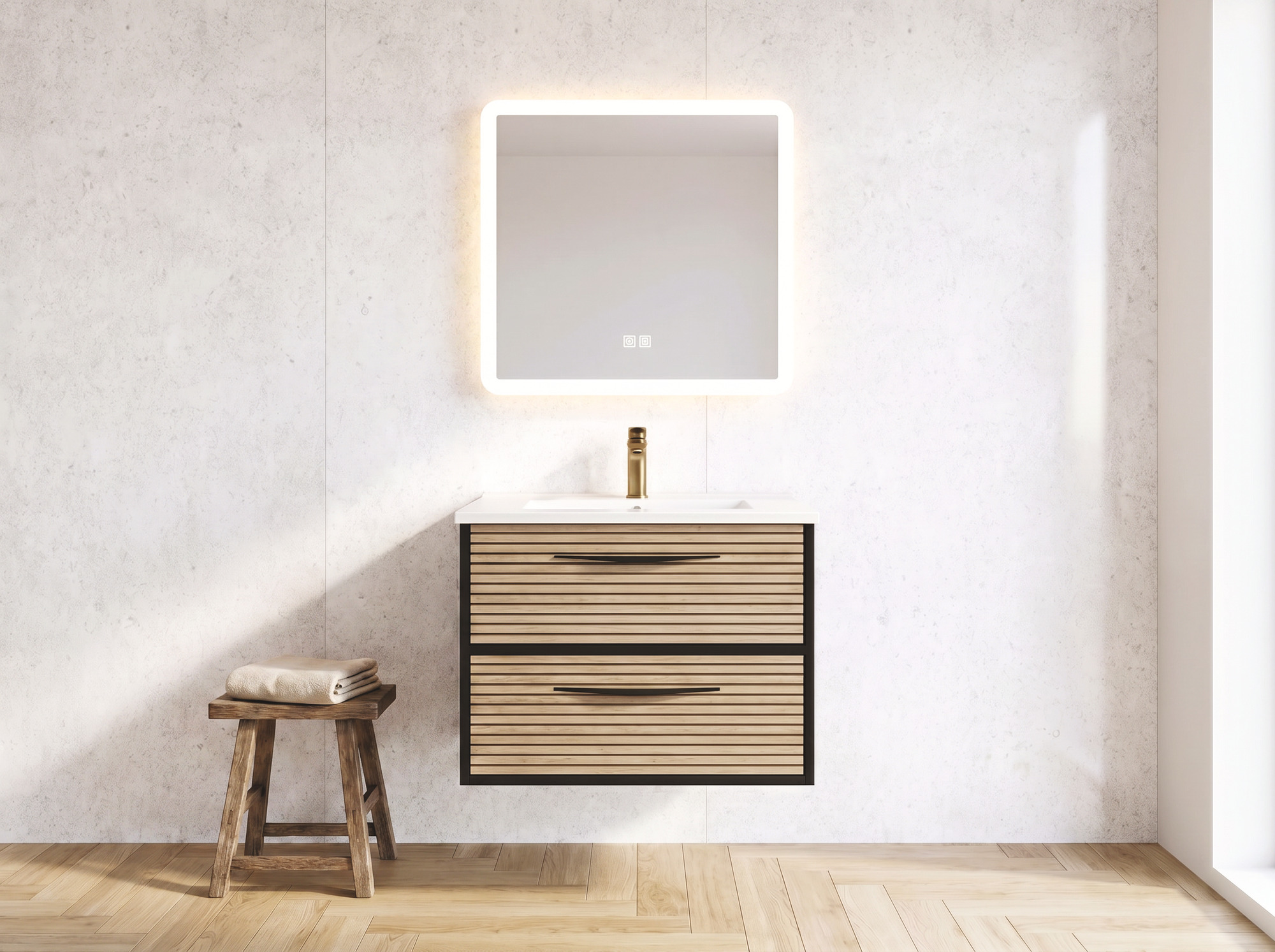 Miroir LED Athènes 60X60cm contours givrés ELMER BY AYOR 404011224 - vue 4