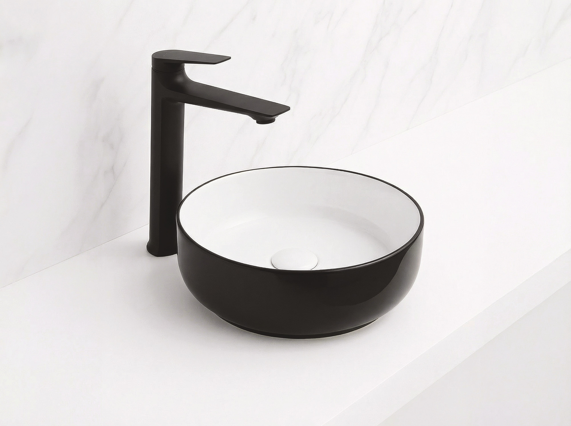 Vasque à poser céramique ronde noir blanc - MURCIA ELMER BY AYOR 404113015 - vue 4