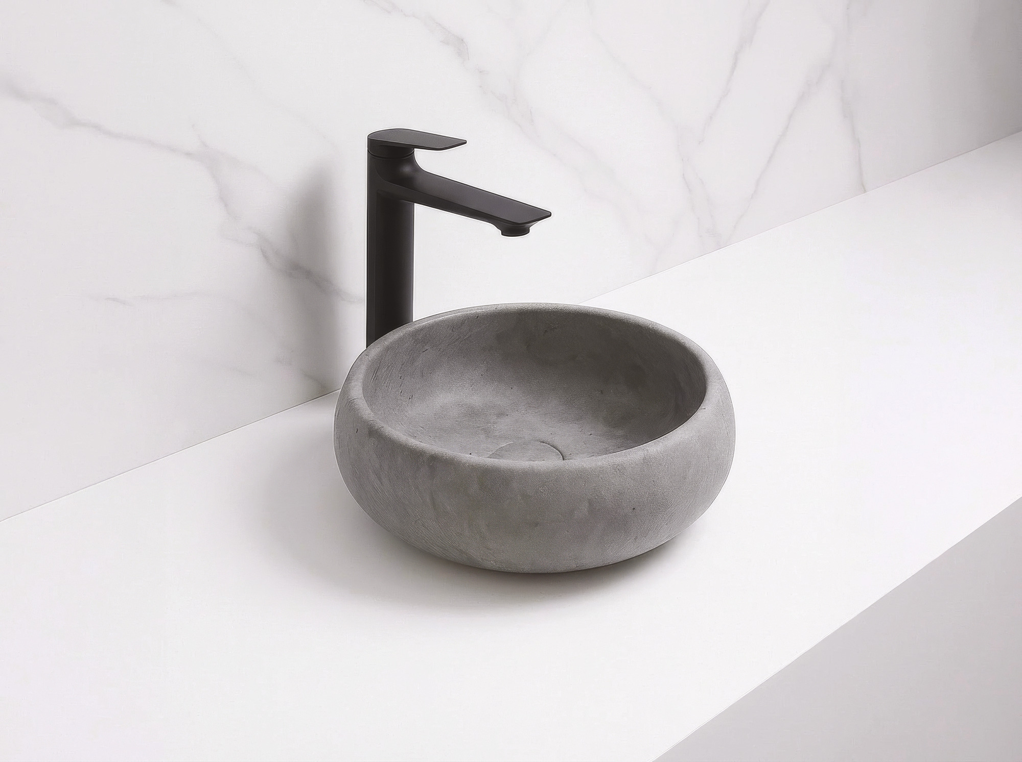 Vasque à poser céramique ronde marbre gris - BILBAO ELMER BY AYOR 404113024 - vue 4
