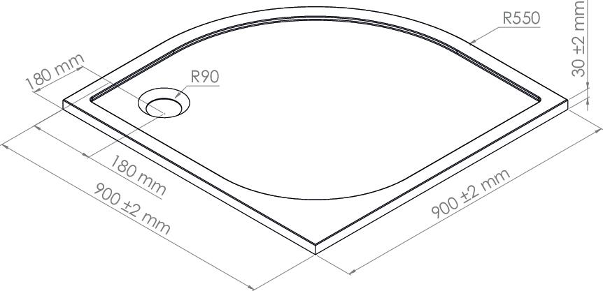 Receveur de douche quart de cercle 90cm béton de synthèse ONDEE 201010515 - vue 4