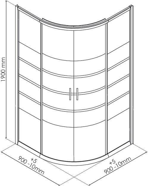 Paroi de douche quart de cercle 90cm profilés blancs ERIS 2 ONDEE 201510101 - vue 4