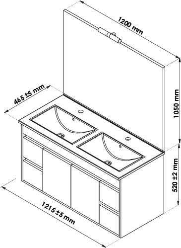 Meuble à suspendre 120cm lumpur miroir affleurant ONDEE 401511067 - vue 4