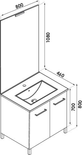Meuble NEW YORK hydrofuge sur pieds 80cm gris mat ELMER BY AYOR 401511191 - vue 4