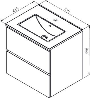 Meuble OSLO à suspendre 2 tiroirs 60cm blanc mat ONDEE 401512091 - vue 4
