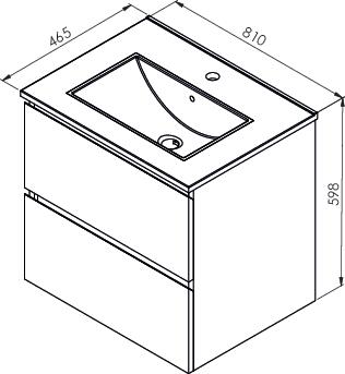 Meuble OSLO à suspendre 2 tiroirs 80cm blanc brillant ONDEE 401512094 - vue 4