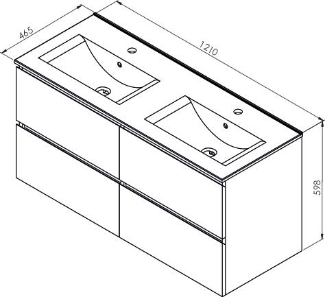 Meuble OSLO à suspendre 4 tiroirs 120cm bois ONDEE 401512097 - vue 4