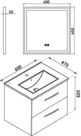 Meuble DUBAI à suspendre 60cm vert menthe avec miroir LED SEVILLE ELMER BY AYOR 402112043 - vue 4