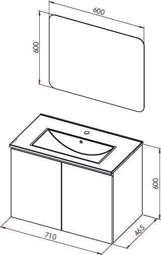 Meuble OSLO à suspendre 2 portes 70cm blanc mat ONDEE 402117559 - vue 4