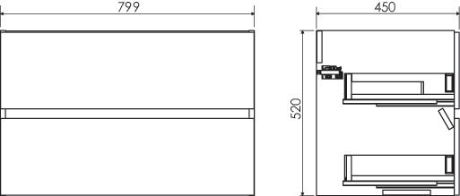 Meuble MILAN à suspendre 2 tiroirs 80 cm blanc avec miroir ONDEE 402119707 - vue 4