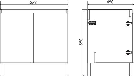 Meuble MILAN à poser 2 portes 70 cm blanc avec miroir ONDEE 402119726 - vue 4