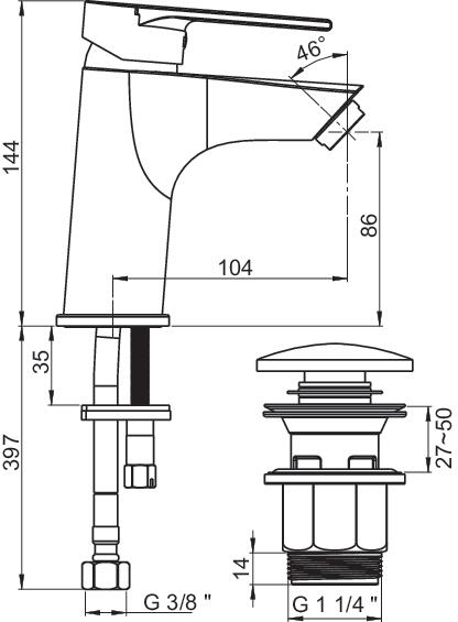 Mitigeur de lavabo taille S Calips'o CH3 ROLF BY AYOR 501012119 - vue 4