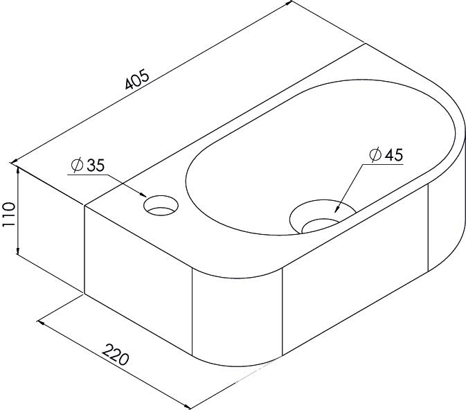 Lave-mains rectangulaire 40 x 21 cm ONDEE 503511524 - vue 4