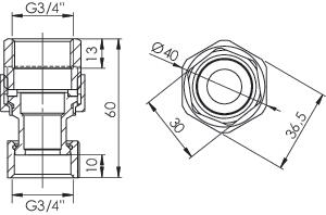 Raccord isolant diélectrique FF20/27 démontable SOMATHERM 602510206 - vue 4