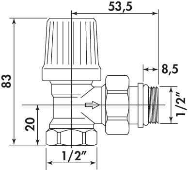 Robinet équerre thermostatisable femelle 15/21 SOMATHERM 7230-15 - vue 4