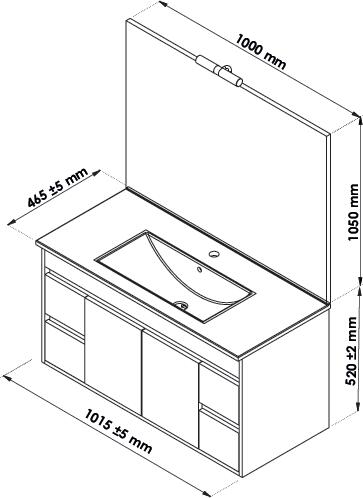 Meuble à suspendre 100cm lumpur miroir affleurant ONDEE 967100 - vue 4