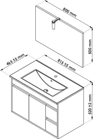 Meuble à suspendre 80cm lumpur miroir suspendu ONDEE 96880 - vue 4