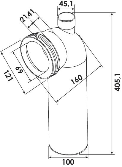 Pipe WC longue avec prise à emboîtement ø100 ONDEE PLA - vue 4