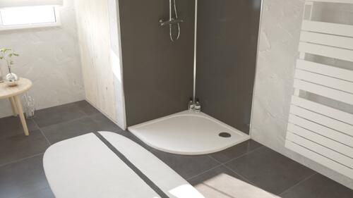 Receveur de douche quart de cercle 90cm béton de synthèse ONDEE 201010515 - vue 3