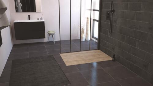 Receveur de douche résine de synthèse RECEA nature bois 80x120