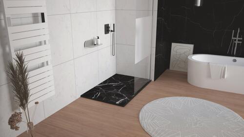 Receveur de douche résine de synthèse RECEA marbre noir 80x120 ELMER BY AYOR 201010764 - vue 4