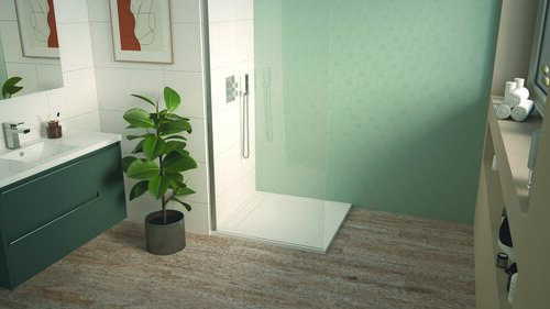 Receveur de douche caniveau résine de synthèse RUNA blanc 80x80