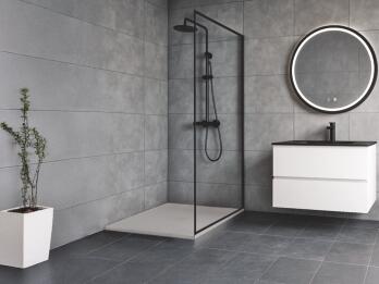 Receveur de douche resine LARA gris perle 80x80 avec bonde ELMER BY AYOR 201016608 - vue 2