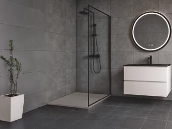 Receveur de douche resine LARA gris perle 90x90 avec bonde ELMER BY AYOR 201016615 - vue 2