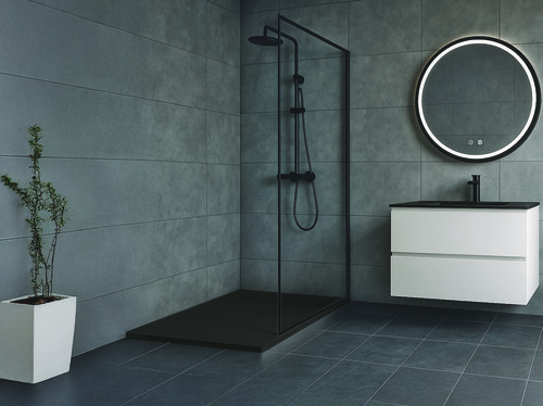 Receveur de douche resine LARA noir 80x100 avec bonde ELMER BY AYOR 201016709 - vue 2