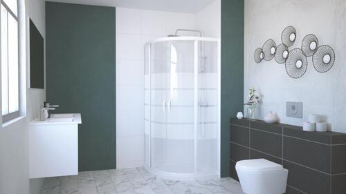 Paroi de douche quart de cercle 90cm profilés blancs ERIS 2 ONDEE 201510101 - vue 3
