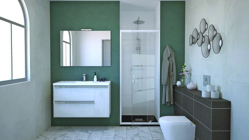 Paroi de douche porte pivotante 90cm profilés blancs ERIS 2 ONDEE 201510203 - vue 3