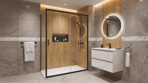 Paroi de douche porte coulissante profilés noirs CONCEPT'O 140cm ELMER BY AYOR 201510208 - vue 3