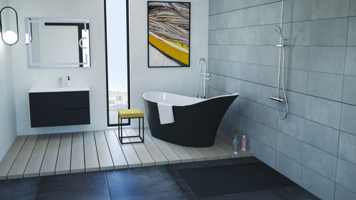 Baignoire îlot acrylique blanc avec extérieur noir ELMER BY AYOR 202510201 - vue 3