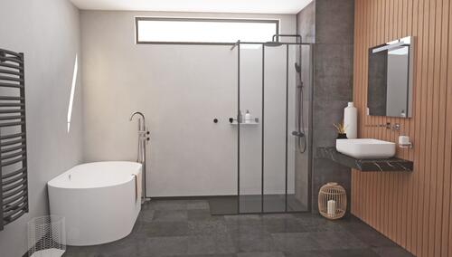 Paroi de douche fixe profilé noir verrière 90cm ELMER BY AYOR 203010120 - vue 3