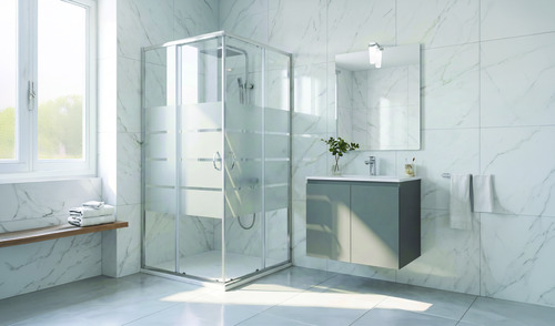 Paroi de douche accès d'angle 90cm profilés chromés ERIS 2 ONDEE 203010305 - vue 2