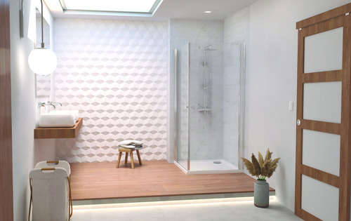 Paroi de douche accès d'angle pivotant verre transparent SELYNA 90cm ELMER BY AYOR 301090 - vue 3