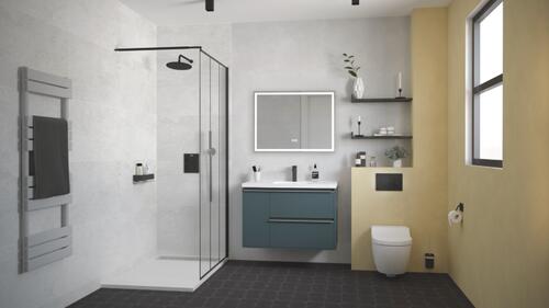 Meuble BOSTON à suspendre 100cm bleu paon avec miroir LED LAUSANE ELMER BY AYOR 402110512 - vue 3