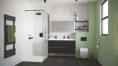Meuble BOSTON à suspendre 120cm noir avec miroir LED LAUSANE ELMER BY AYOR 402110522 - vue 3