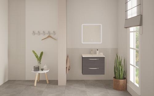 Meuble DUBAI à suspendre 60cm gris avec miroir LED ATHENES ELMER BY AYOR 402112006 - vue 3