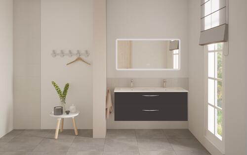 Meuble DUBAI à suspendre 120cm noir avec miroir LED ATHENES ELMER BY AYOR 402112033 - vue 3