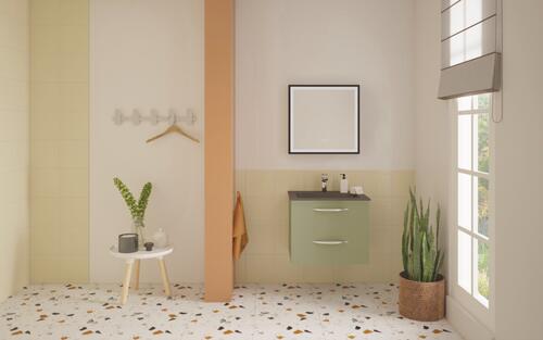 Meuble DUBAI à suspendre 60cm vert menthe avec miroir LED SEVILLE ELMER BY AYOR 402112043 - vue 3