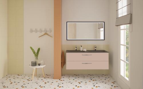 Meuble DUBAI à suspendre 120cm rose poudré avec miroir LED SEVILLE ELMER BY AYOR 402112058 - vue 3
