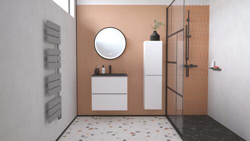 Meuble OSLO à suspendre 2 tiroirs 60cm blanc mat avec miroir LED ALEXANDRIE ONDEE 402117537 - vue 3