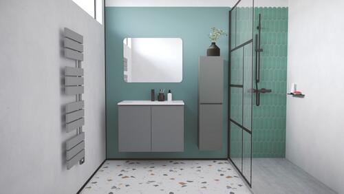 Meuble OSLO à suspendre 2 portes 80cm gris ONDEE 402117564 - vue 3