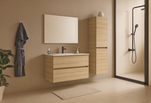 Meuble MILAN à suspendre 2 tiroirs 60 cm bois avec miroir ONDEE 402119722 - vue 2