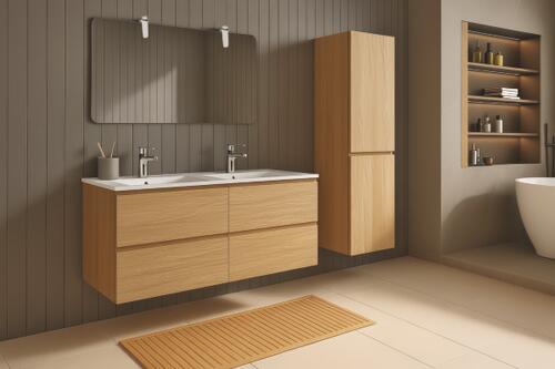 Meuble MILAN à suspendre 4 tiroirs 120 cm bois avec miroir ONDEE 402119724 - vue 2