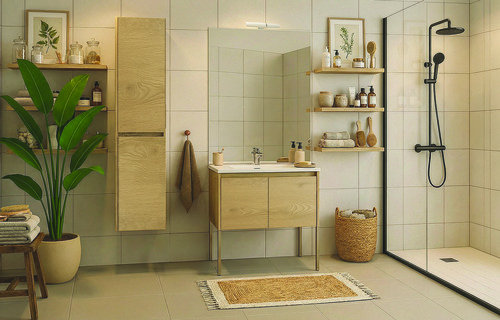 Meuble MILAN à poser 2 portes 70 cm bois avec miroir ONDEE 402119742 - vue 3