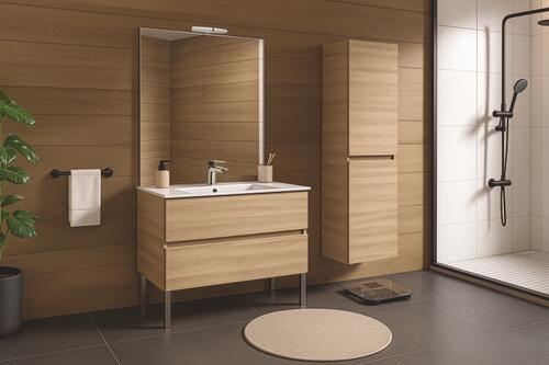Meuble MILAN à poser 2 tiroirs 70 cm bois avec miroir ONDEE 402119746 - vue 2